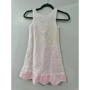 Chantilly‎ Place girls white eyelet dress with pink lining size 6